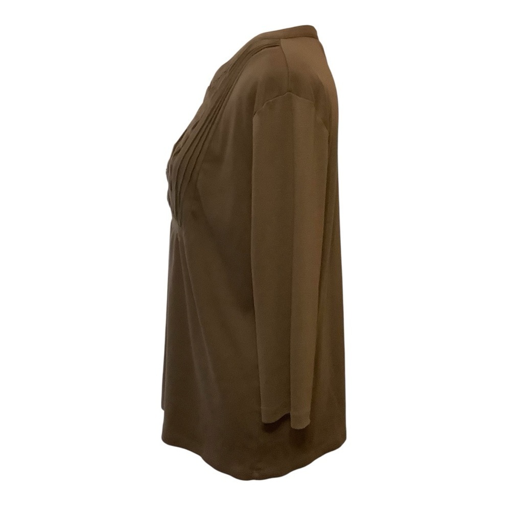 KAREN SCOTT BROWN V-NECK 3/4 SLEEVE TOP WITH PINTUCK DETAILS/ Size XL - Picture 3 of 9